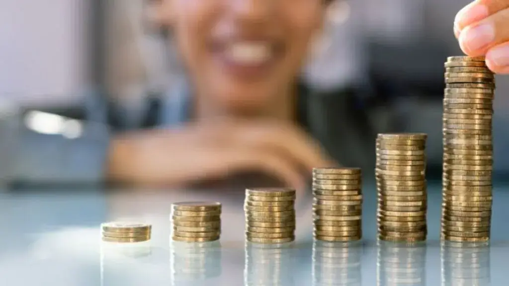 a stack of coins on a table